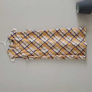 J. McLaughlin Women's Plaid Retro Office Brunch Midi Sleeveless Shift Dress Sz M